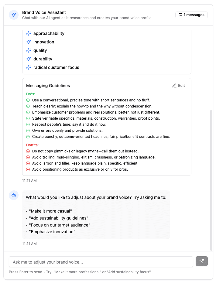 Brand Voice Assistant Interface